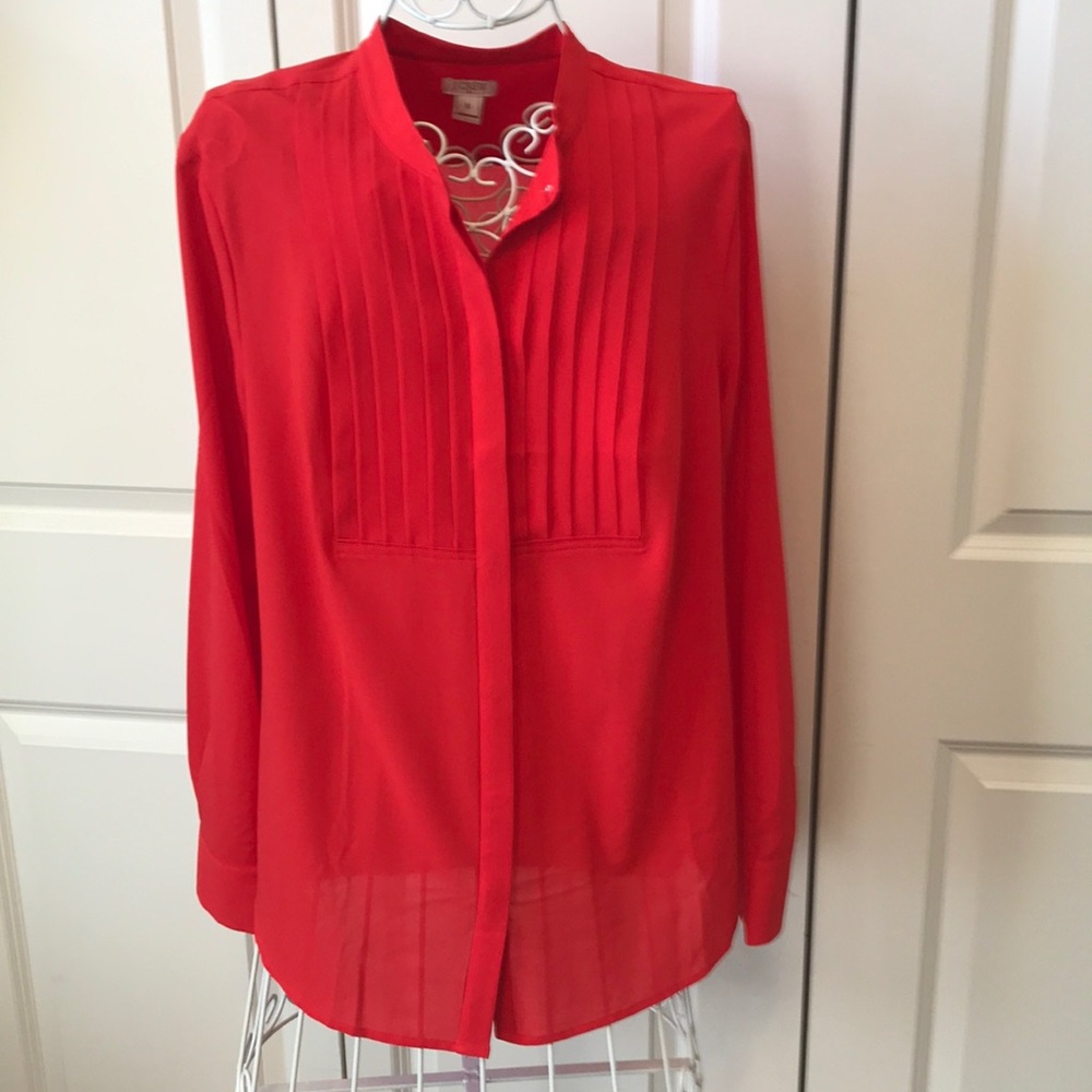 J Crew Pleated Tuxedo Buttondown Blouse - image 2